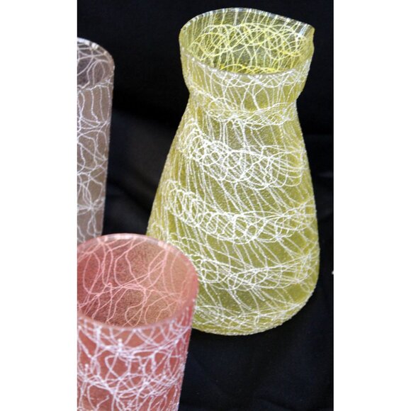 VTG 50s/60s Colorcraft Spaghetti String Carafe Pitcher Glasses Shat-r-Proof Tumb - Picture 7 of 15